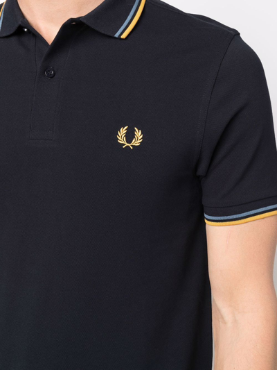 Shop Fred Perry Logo-embroidered Polo Shirt In Blue