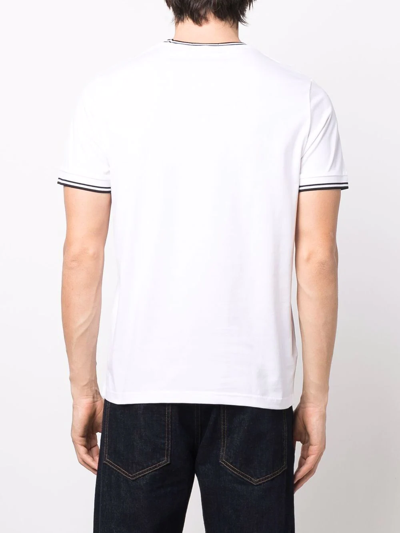 Shop Fred Perry Striped-border Logo T-shirt In White