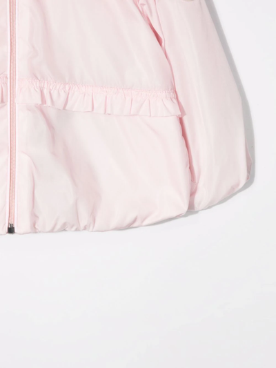 Shop Moncler Ruffle-detail Hooded Jacket In Pink
