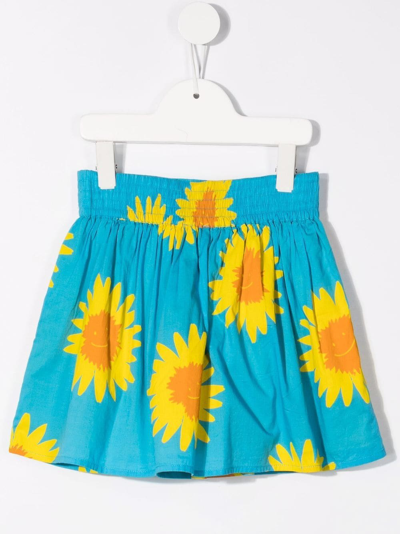 Stella Mccartney Light-blue Skirt For Girl With Yellow Daisies In Blue