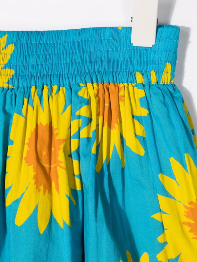 Shop Stella Mccartney Sunflower-print Organic Cotton Skirt In Blue