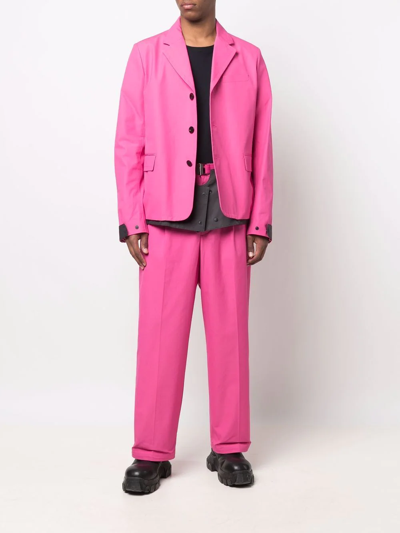 Sacai Gabardine-trimmed Unstructured Cotton-canvas Blazer In Pink