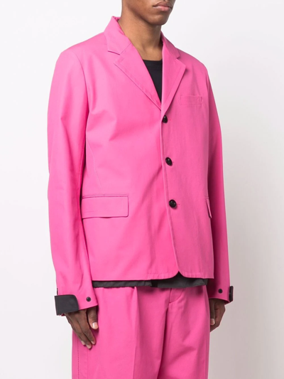 Sacai Gabardine-trimmed Unstructured Cotton-canvas Blazer In Pink