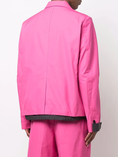 Shop Sacai Layered Single-breasted Blazer In Pink