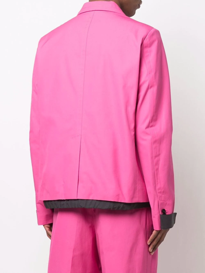 Sacai Gabardine-trimmed Unstructured Cotton-canvas Blazer In Pink