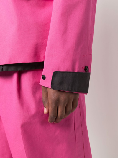 Sacai Gabardine-trimmed Unstructured Cotton-canvas Blazer In Pink
