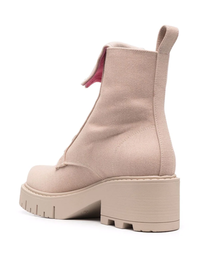 Chiara Ferragni Eyelike-embroidered Denim Boots In Neutrals