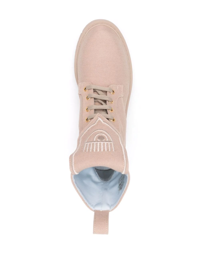 Chiara Ferragni Eyelike-embroidered Denim Boots In Neutrals