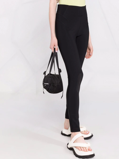 Moncler Brand-embossed Slim-fit High-rise Stretch-woven Leggings In Black