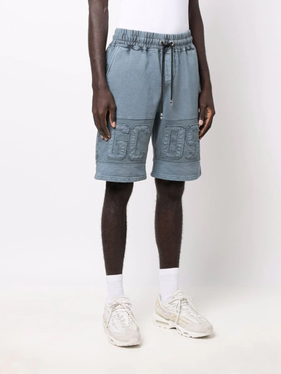 Shop Gcds Logo-embroidered Shorts In Blue