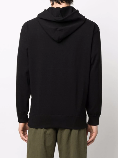 Shop Yohji Yamamoto Long-sleeve Fleece Hoodie In Black