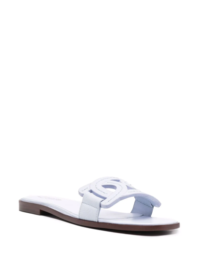 Shop Tod's Leather Chain-motif Sandals In Blue