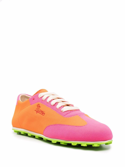 Shop Marni Pebble Lace-up Panelled Sneakers In Orange