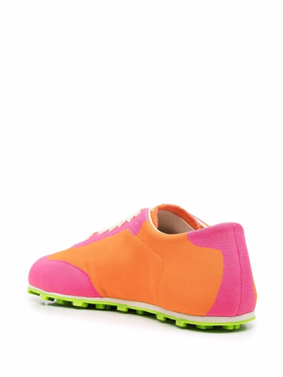 Shop Marni Pebble Lace-up Panelled Sneakers In Orange