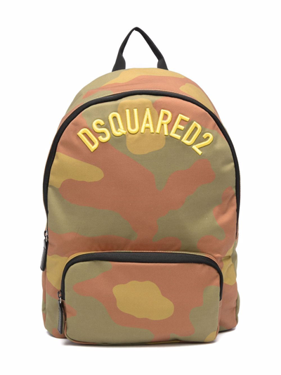Shop Dsquared2 Logo-embroidered Camouflage Backpack In Neutrals