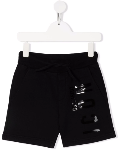 Shop Dsquared2 Logo-print Cotton Shorts In Black