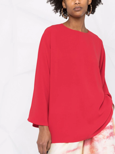 Shop Alberto Biani Draped-style Blouse In Red