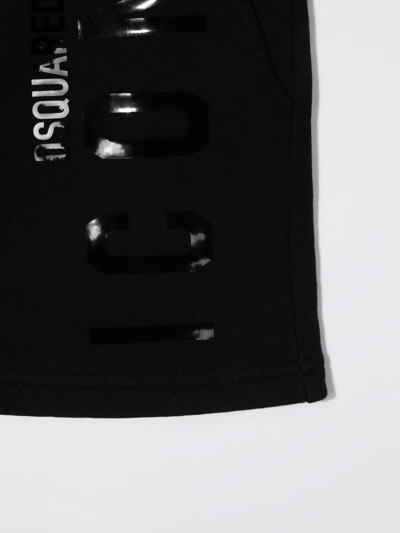 Dsquared2 Teen Logo-print Cotton Shorts In Black
