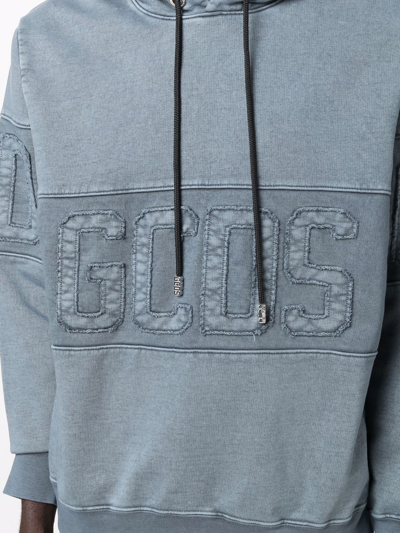Shop Gcds Logo-embroidered Hoodie In Blue