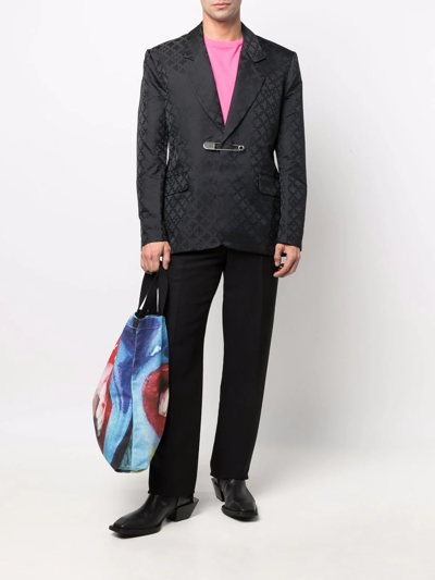 Charles Jeffrey Loverboy Pin-detail Jacquard Blazer In Black