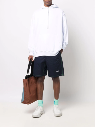Msgm Logo-print Sports Shorts In Blue