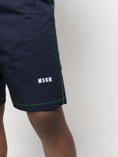 Msgm Logo-print Sports Shorts In Blue