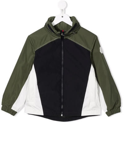Shop Moncler Panelled Logo-patch Jacket In Green