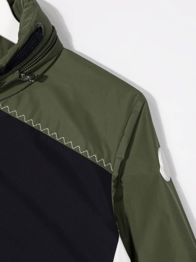 Shop Moncler Panelled Logo-patch Jacket In Green