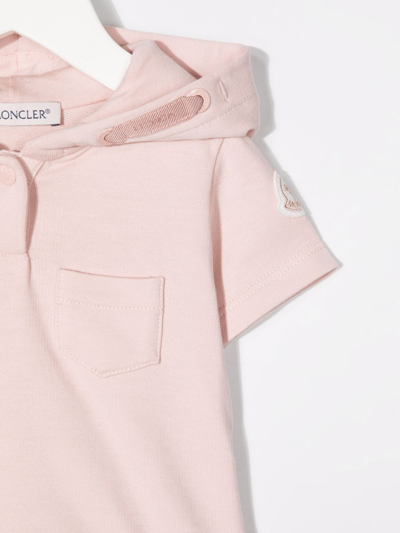 Shop Moncler Logo-patch Hooded Jersey Dress In Pink