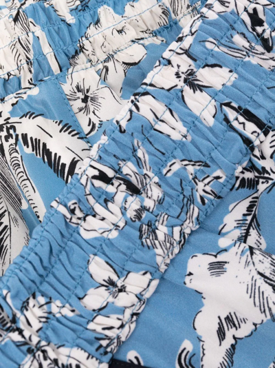 Shop Moncler Floral-print Bikini Swim Set In Blue