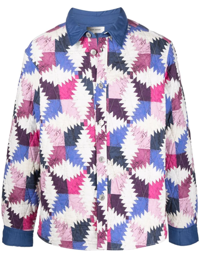 Shop Isabel Marant Geometric-print Quilted Shirt Jacket In Pink