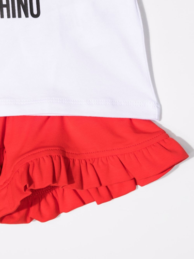 Shop Moschino Ruffled Cotton Shorts In White