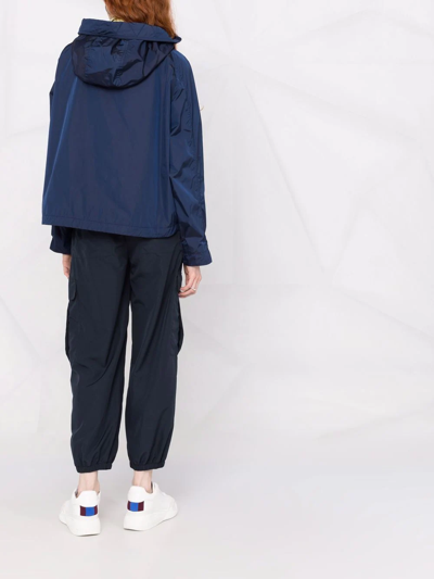 Moorer Drawstring-cuff Cropped Jacket In Blue