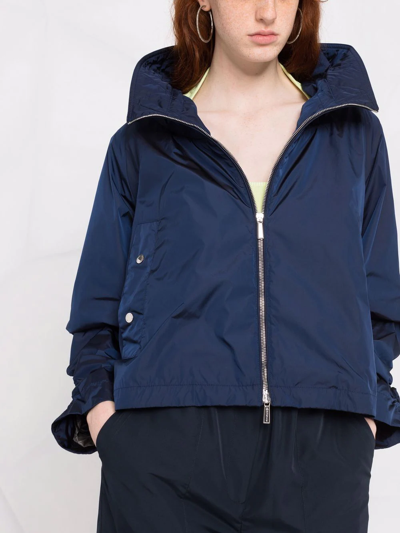 Moorer Drawstring-cuff Cropped Jacket In Blue