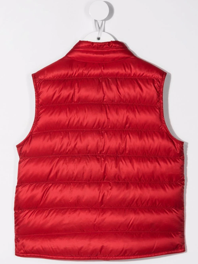 Shop Moncler Logo-patch Quilted Gilet In Red