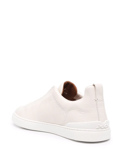 Shop Z Zegna Slip-on Leather Trainers In Neutrals