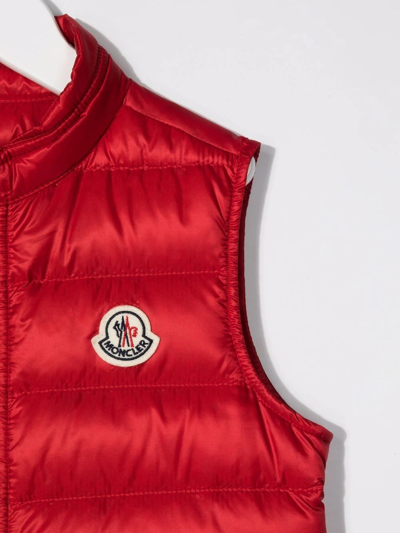 Shop Moncler Logo-patch Quilted Gilet In Red
