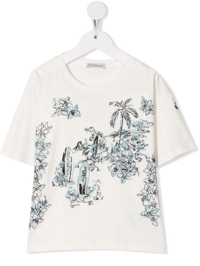Moncler Sketch-print Cotton T-shirt In White