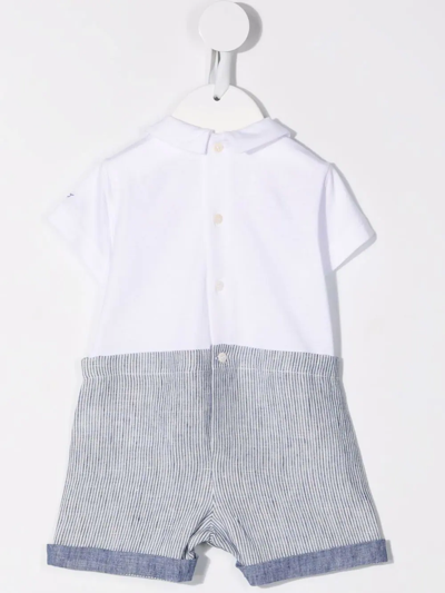 Shop Il Gufo Striped Panel Short-sleeve Shorties In White