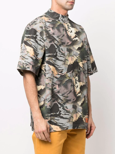 Shop Heron Preston Camouflage Mock-neck T-shirt In Grey