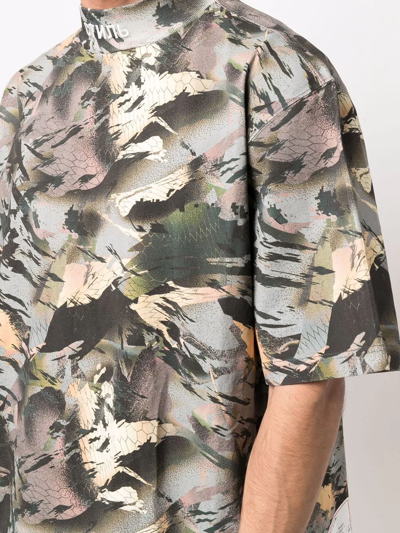 Shop Heron Preston Camouflage Mock-neck T-shirt In Grey