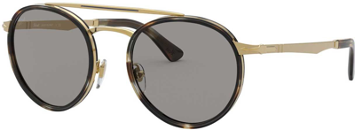 Shop Persol Grey Round Unisex Sunglasses Po2467s 1100r5 50 In Brown,gold Tone,grey