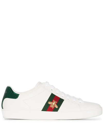 Shop Gucci Ace Bee Low-top Sneakers In Weiss