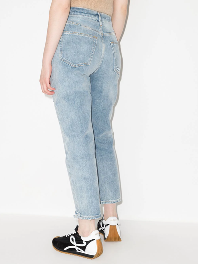 Shop Frame Le Original Ripped Jeans In Blue