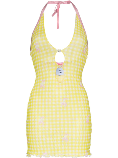 Shop Poster Girl Gretchen Gingham Halterneck Dress In Gelb