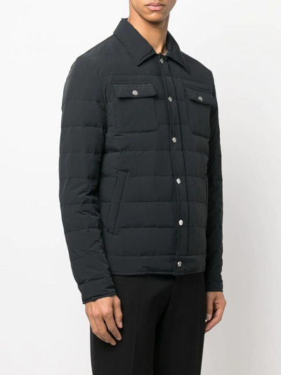 Shop Eleventy Padded Shirt Jacket In Blau