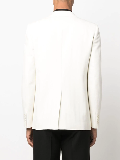 Shop Saint Laurent Single-breasted Striped Blazer In Nude