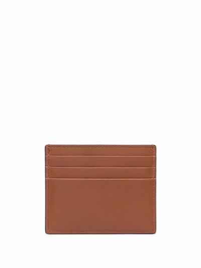 Shop Valentino Vlogo Leather Cardholder In Braun
