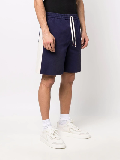 Shop Gucci Logo-print Cotton Shorts In Blau