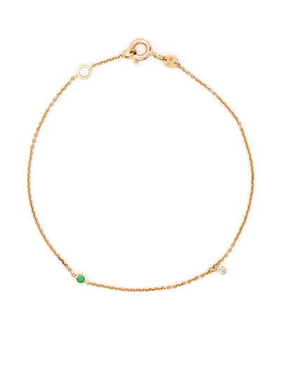 Shop White Bird 18kt Yellow Gold Clarisse Emerald And Diamond Bracelet